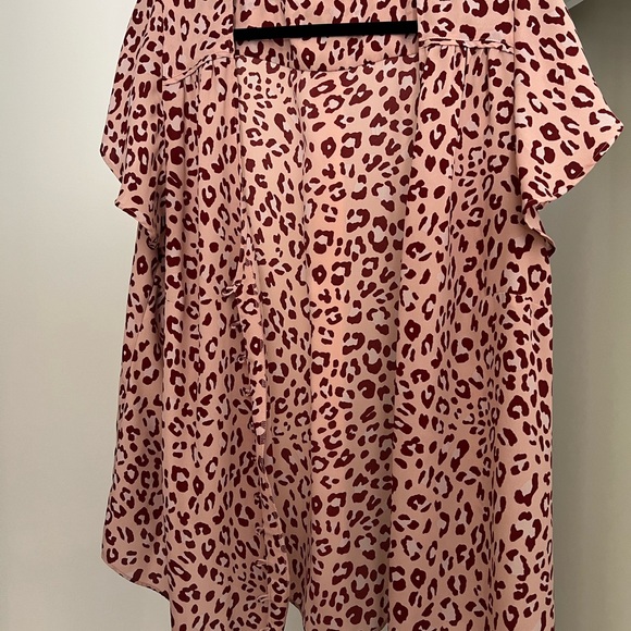 Addition Elle Leopard Print Ruffle Sleeve Blouse - Picture 2 of 5